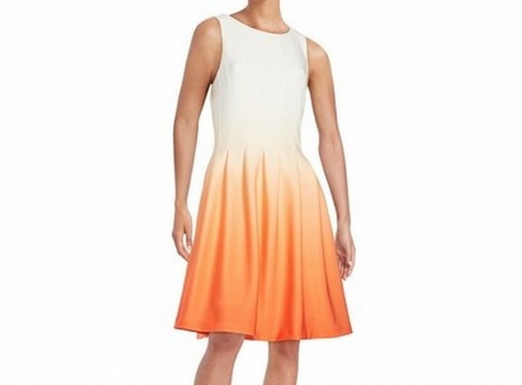 Calvin Klein - Calvin Klein NEW Orange Womens Size 2 Ombre Fit-Flare ...