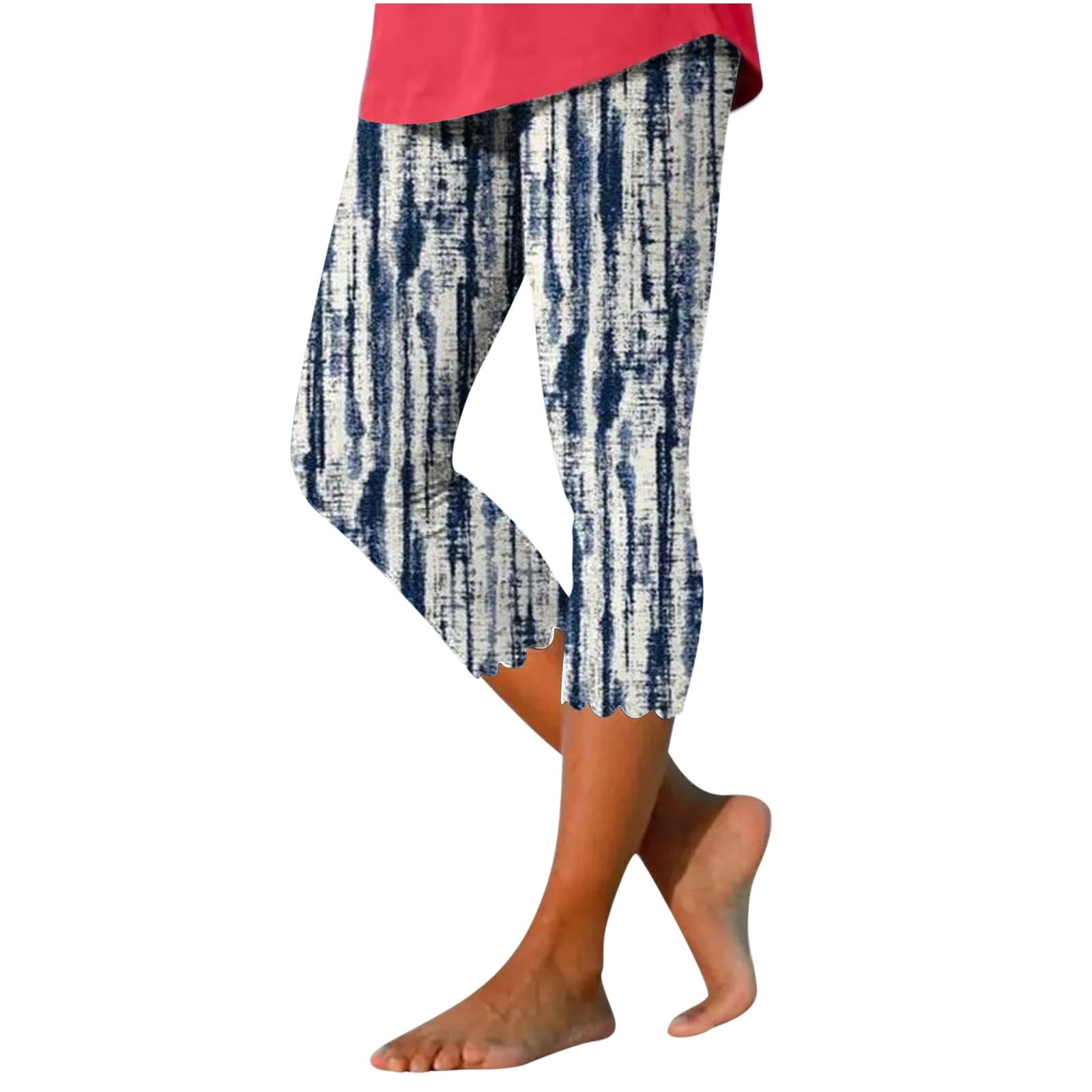 Capri Pants for Women Printed Stretch High Waist Summer Leggings