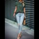 thumbnail image 5 of Tops Henley de Corta para Mujer, Cuello en V, Elegantes, Informales, de Corte Holgado, Verde, XL, 5 of 6
