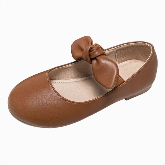 KPOPLK Toddler Dress Girls Shoes Mary Jane Soft Sole Princess Shoes for Little Kids Size 3,Brown