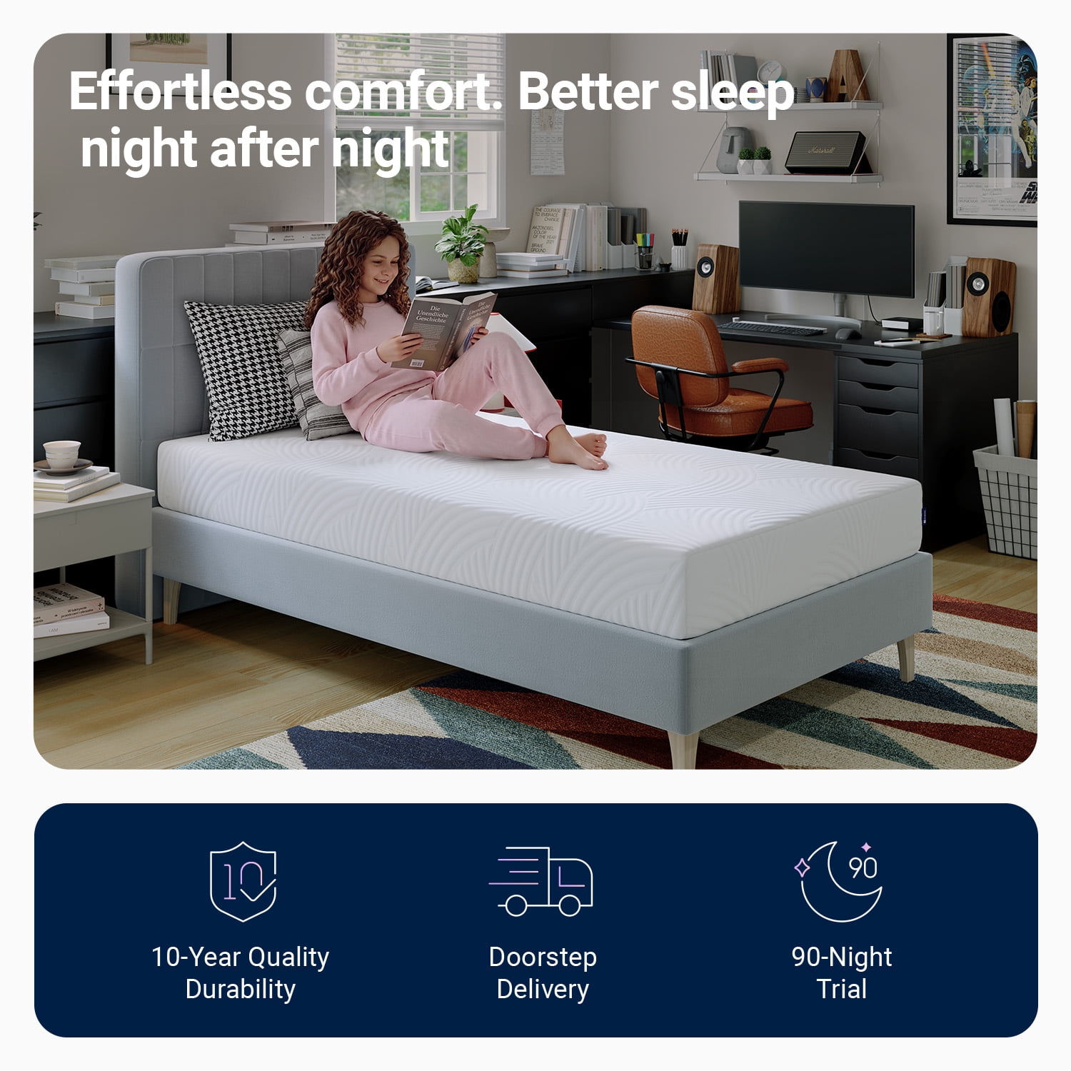 Avenco Universe 8" Twin Size Adult Gel Infused Memory Foam Cooling Comfort Mattress in a Box