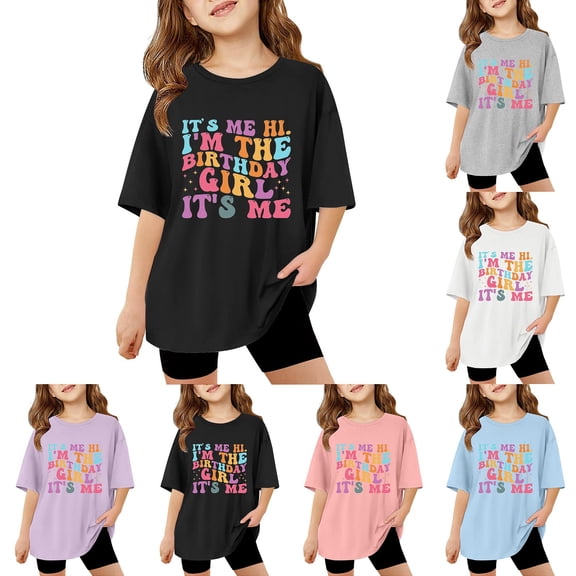 Miaoju Kids Shirts Girls Size 10-12 Crewneck Solid Color Short Sleeve Tee for Toddler Fashion Casual Back To School Shirt Girls Summer Tops T-Shirts