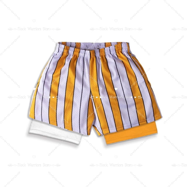 Pantalones cortos deportivos 2 en 1 para hombre, Shorts de Anime, absorbentes de sudor, de secado rápido y transpirables, para deportes al aire libre y trotar