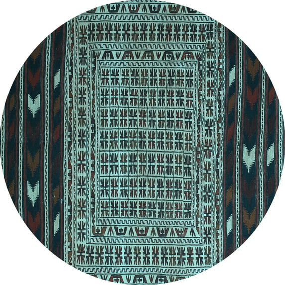 Ahgly Company Indoor Round Southwestern Light Blue Country Area Rugs, 6' Round