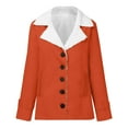 thumbnail image 2 of MSJUHEG Winter Coats For Women Jackets For Women Women Casaul Winter Fashionable Long Sleeve Solid Pocket Cardigan Button Top Sweater Knit Hooded Coat Blouse Plush Fleece Jacket Women Orange 3Xl, 2 of 4