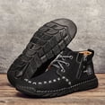 thumbnail image 4 of Botas cortas de caña media para hombre, de talla grande, cosidas a mano, con cremallera y caña alta, de cuero, 4 of 6