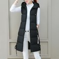 thumbnail image 4 of Long Puffer Vest Women Quilted Hooded Vest Zip Up Sleeveless Vests Outerwear Padded Jacket Warm Winter Coat 2025, 4 of 5