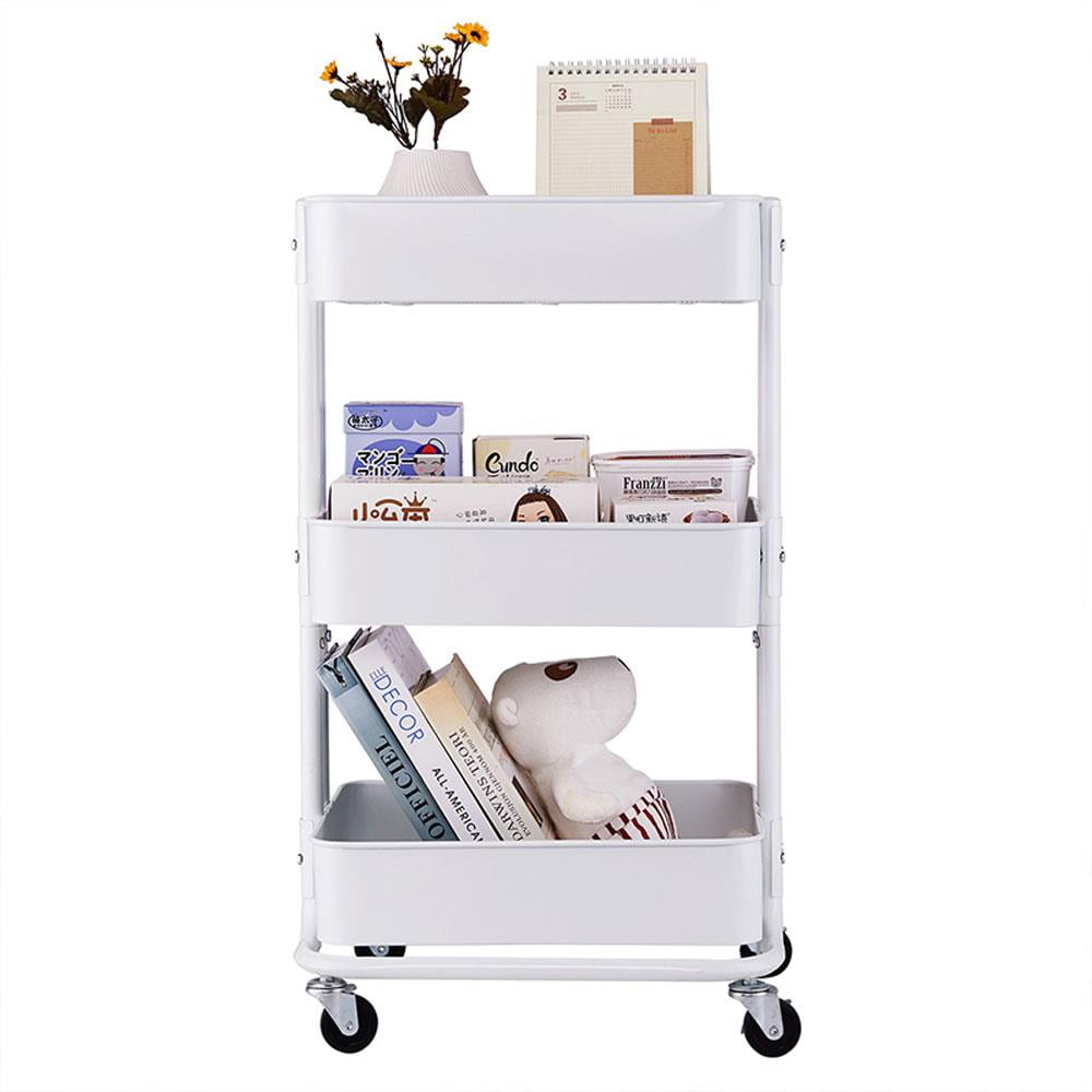 Winado Metal Rolling Storage Cart 3-Tier Kitchen Storage cart,White ...