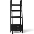 thumbnail image 1 of Simpli Home Sawhorse 4 Shelf Soild Wood Modern Ladder Bookcase in Black, 1 of 8