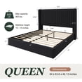 thumbnail image 3 of Amolife Queen Size Lift Up Hydraulic Storage Bed Frame, Platform Bed with Upholstered Wingback Headboard with Vertical Channel Tufting, Black, 3 of 9