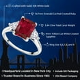 thumbnail image 2 of Gem Stone King 10K White Gold Red Created Ruby and White Created Sapphire 3 Stone Engagement Ring for Women (3.44 Cttw, Emerald Cut 9X7MM, Gemstone July Birthstone, Size 6), 2 of 5