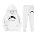 thumbnail image 4 of SGMVNU Girls Sweatsuit 2 Piece Outfits Boys Hooded Sweatshirt and Jogger Sweatpants Tracksuit Set Tracksuit Clothing Set, Size 5-6 Years, White, 4 of 4