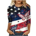 thumbnail image 2 of Feancey 4th of July Graphic Shirts for Women 3/4 Sleeve Plus Size Tunic Tops Distressed American Flag Print T Shirt Holiday Novelty Graphic Tees Gifts for Women Multicolor XXL, 2 of 5