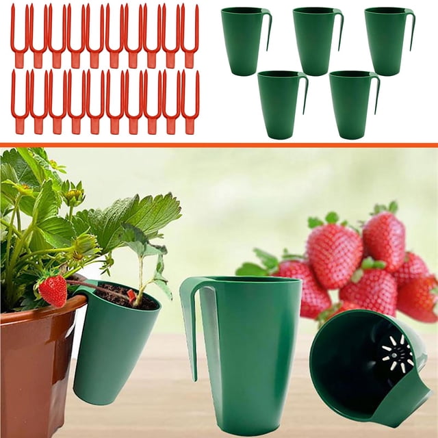 Jardín en maceta para fresas, recipiente de siembra, con base antideslizante, diseño moderno, para balcón, plantación fácil, bandeja de cultivo, para jardinería urbana, plástico resistente, para