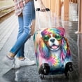 thumbnail image 3 of Hippie Cavalier King Charles Spaniel Portrait Watercolor Tie-Dye Vintage Styles Travel Luggage Cover Dog Lover Gifts Suitcase Dust Protective Decor - 00014, 3 of 5