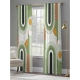 thumbnail image 4 of Modern, Semi Sheer Window Curtains 108 Inches Long, Middle Century Abstract Geometric Olive Green Rod Pocket Voile Silky Chiffon Curtain Light Filtering Drapes for Living Room, 52"x108", 2 Panels, 4 of 9