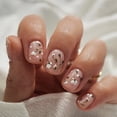 thumbnail image 4 of 24Pcs Short Square Head Fake Nail with Colorful Flower Designs Wearable French False Nails Ballet Finished Jelly Stick on Nails LU, 4 of 5