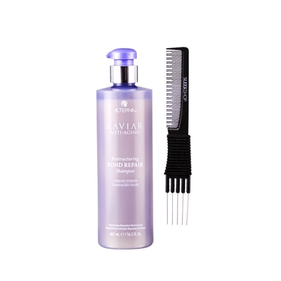 ALTERNA Caviar Restructuring Bond Repair Shampoo (16.5 oz) with SLEEKSHOP Teasing Comb Pack of 1