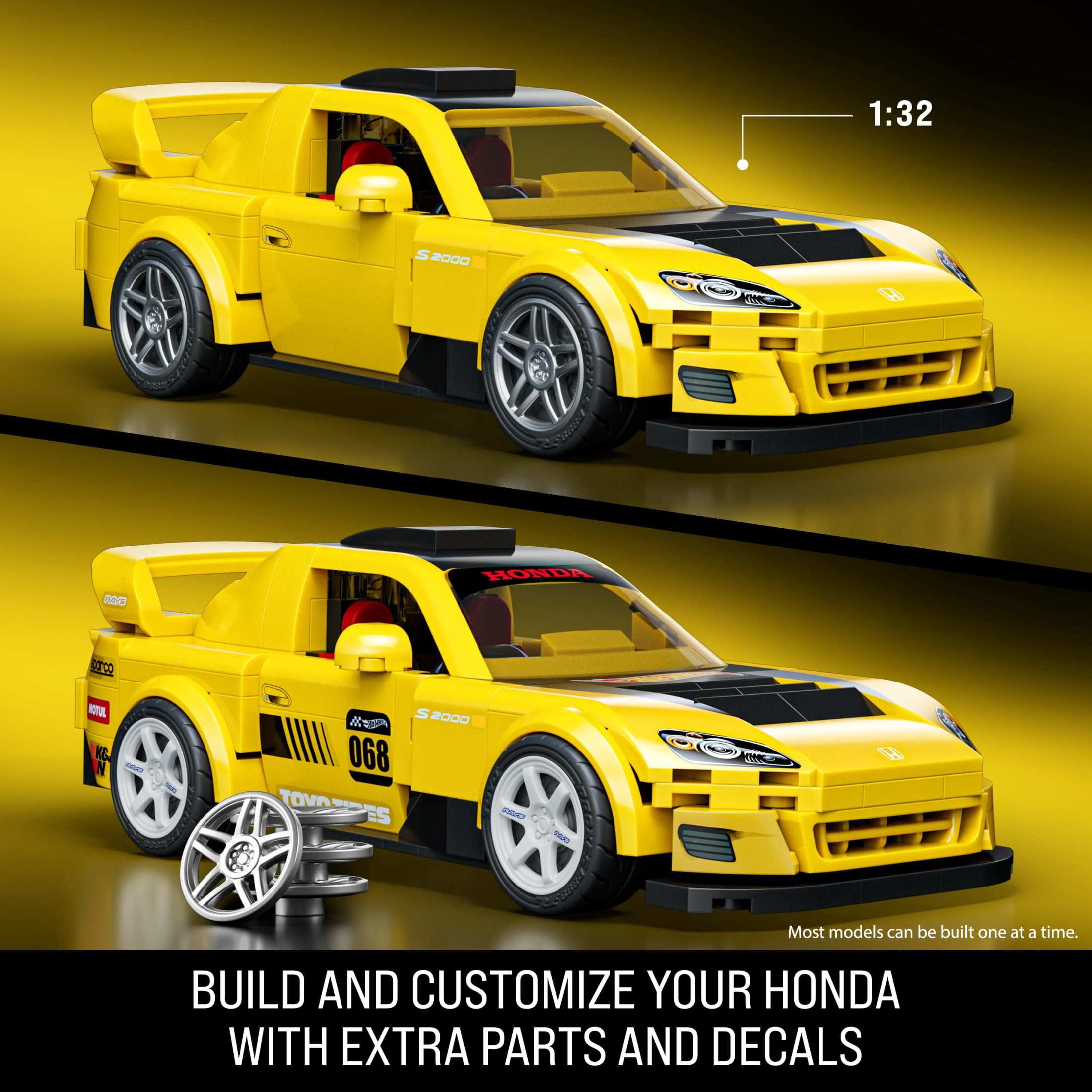 Mattel Brick Shop Hot Wheels '07 Honda S2000 Building Toy Kit (257 Pieces), for Collectors