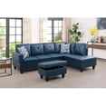 thumbnail image 6 of Starhome L Shaped Denim Couch with Storage Ottoman(Pillows Included) Microfiber, 6 of 9