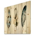 thumbnail image 2 of Designart 'Colourful Boho Art Feathers V' Bohemian & Eclectic Print on Natural Pine Wood, 2 of 5