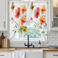 thumbnail image 3 of Swag Valance Curtains for Windows, Orange Red Flowers Light Filtering Kitchen Curtains with Rod Pocket, Watercolor Rustic Pastoral Botanical Window Treatment Valances for Living Room, 36x36 - 2 PCS, 3 of 9