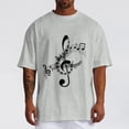 thumbnail image 2 of Bibifish Mens T-Shirts Loose Fit Crew Neck Music Note Print Tees Casual Daily Short Sleeve Tshirts, 2 of 5