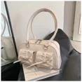 thumbnail image 3 of Bolsos de hombro con cremallera de poliuretano sólido con hilo de coser para mujer, oferta 2024, compartimento interior, bolsos de lujo ligeros e informales para mujer, 3 of 5