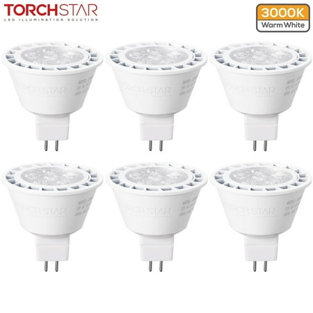 

TORCHSTAR MR16 LED Light Bulb Dimmable Spotlight Bulb 50W Equivalent GU5.3 Bi-Pin Base UL & Energy Star Listed 7W 490lm 12V 3000K Warm White for Recessed Lighting & Track Light Head Pack of 6
