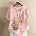 thumbnail image 1 of Xuyuer Women Tops Causal Summer Short Sleeve Oversized T Shirts Loose Blouses Fashion Round-Neck Comfy Women Tunic Tee Shirts Tops Loose Fit Regular Blouse, 1 of 5