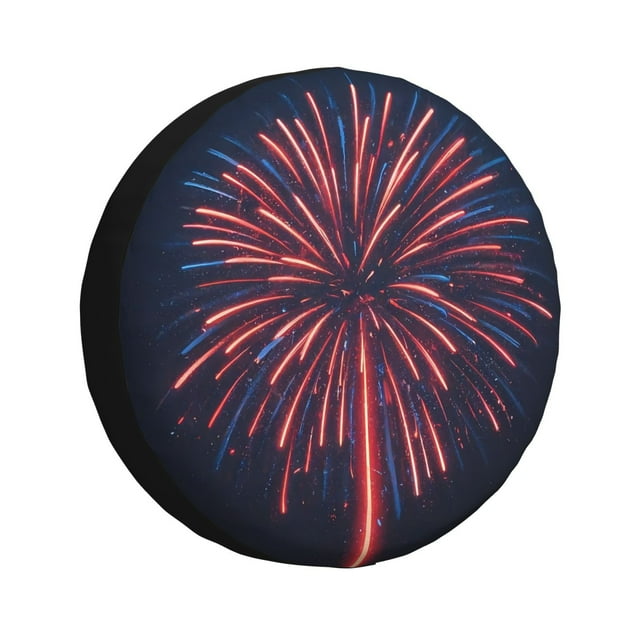 Fotbe Fireworks3 Funda de Llanta de Repuesto con Estampado, Engrosada, Ajuste Universal para Jeep, Remolque, RV, SUV, Camión-17 inch