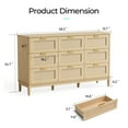 thumbnail image 3 of Linsy Home Oversized Rattan Dressers for Bedroom, Wide Chest of 9 Drawers, Oak, 3 of 10