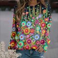 thumbnail image 1 of Nouveaux Hauts pour Femmes 2023 Mode Dames Chandail en Molleton à Manches Longues Col Rond Imprimé Blouse Pull-Over Coupe Décontractée Chandail en Molleton Oversize pour Femmes, 1 of 5