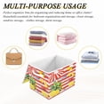 thumbnail image 6 of Yayeee Collapsible Cube Storage Bin with Lid Fabric Closet Decorative Basket with Handles, Striped Lemon, 6 of 7