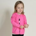 thumbnail image 5 of Girls Classic Knit Cardigan School Sweater Crewneck Button Front Outerwear Kids Girls Hot Pink 3, 5 of 7