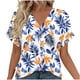 thumbnail image 2 of Xuyuer Women's Elegant V-Neck Floral Print Hem Loose Short Sleeve Out Blouse Top, 2 of 7
