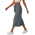 thumbnail image 4 of Stamzod Women's Capri Pants Summer Casual Loose Palazzo Wide Leg Capri Pants with Pockets Fashion Clothing Gray-4 M, 4 of 6