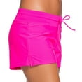 thumbnail image 3 of SWSMCLT Women's Side Split Board Shorts Waistband Plus Size Low Rise Tankini Bikini Bottoms Sporty Swimsuit Bathing Suit Swim Trunks Boyshorts Slit Swimming Panty Rose X-Large, 3 of 4
