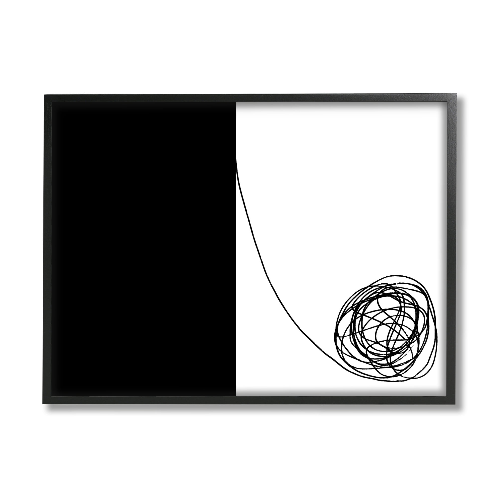 Stupell Industries Simple Abstract Modern Black And White Scribble Graphic Art Black Framed Art Print Wall Art, 14x11, by Atelier Posters