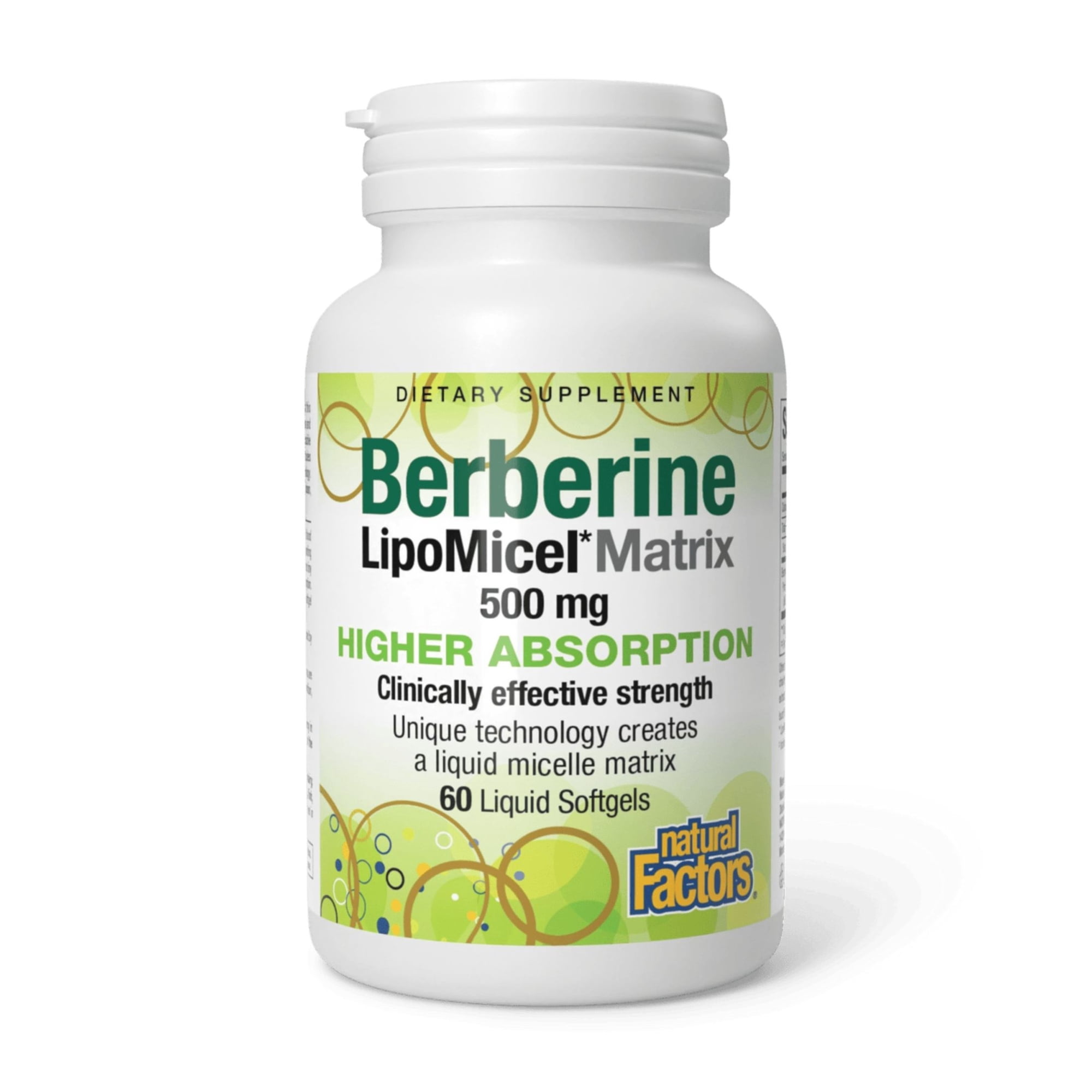 Natural Factors Berberine LipoMicel Matrix Softgels for Healthy Aging and Weight Management, 500 mg, 60 Softgels