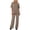 Khaki, variant on Caywon Womens 2 Piece Top and Pants Set Short Sleeve Crew Neck Loungewear Elastic Waist Breathable Fabric Wrinkle-Free Casual Loose Fit Summer Daily Wear Conjunto de Pijama de Mujer