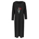 thumbnail image 2 of Gibobby Vestido de gasa de verano para mujer Vestido largo suelto informal de manga larga con capucha y estampado floral para mujer para primavera y otoño(Negro,CH), 2 of 5