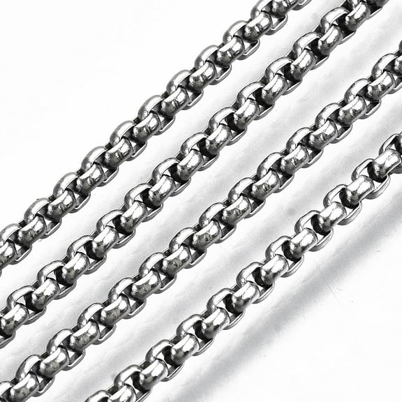 3.28 Feet(1m) 304 Stainless Steel Venetian Chains Unwelded Box Chains Stainless Steel Color DIY Craft Chain for Women Jewelry Making Necklace Bracelet Jewelry Making Chains 2x2x1mm