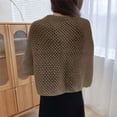 thumbnail image 4 of FNFYFH Women Crochet Shrugs Long Sleeve Cropped Cardigan Sweaters Drop Shoulder Knit Bolero Shrug, 4 of 5