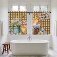 thumbnail image 4 of Easter Chicken Eggs Kitchen Curtains 45 Inch Length, Spring Daisy Flowers Yellow Brown Check Tiers Curtains for Bathroom Bedroom Cafe, Light Filtering Small Window Treatment Drapes 2 Panels 42"Wx45"L, 4 of 8