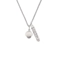 thumbnail image 2 of Delight Jewelry Opaque White Faceted Glass Spinner Silvertone Sisters Best Friends Forever Bar Charm Necklace, 23", 2 of 4