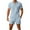Light Blue, variant on Ohufall Men's 2 Piece Outfits Fashion Solid Short Sleeve Beach Shirts with Drawstring Shorts Summer Two Piece Button Down Lapel Shirt Short Sets