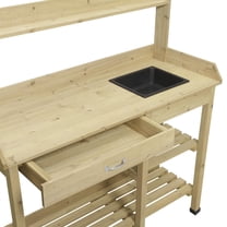 Convenience Concepts Deluxe Potting Bench in Natural Fir Wood Finish