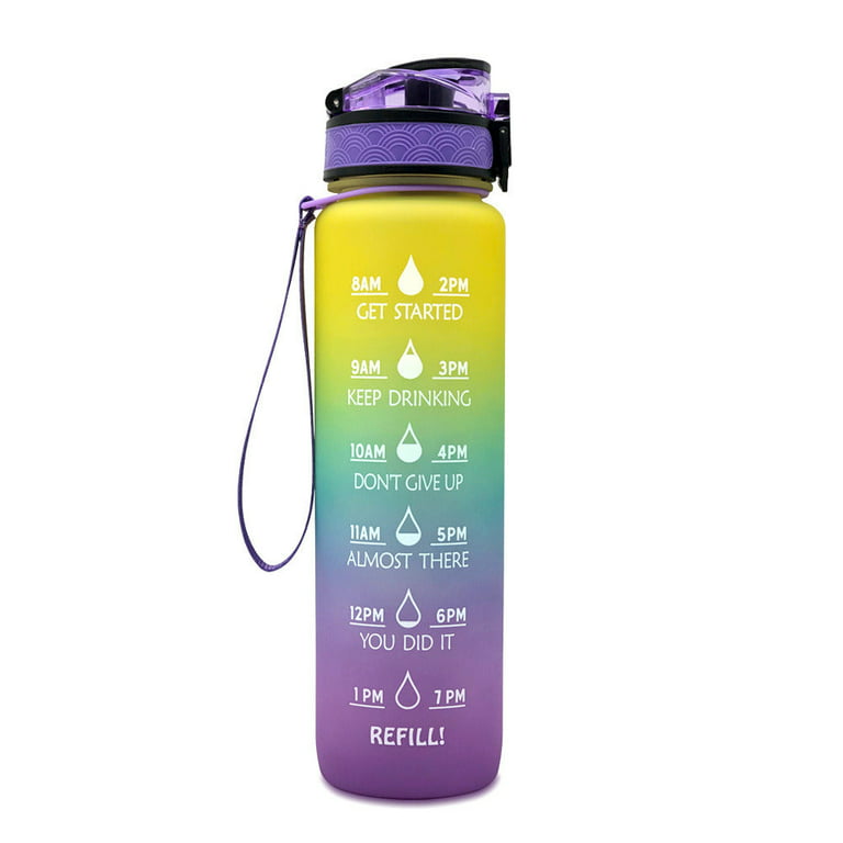 Y&3 32oz Motivational Fitness Sports Water Bottle With Time Marker, BPA  Free Tritan Plastic, Leakpro…See more Y&3 32oz Motivational Fitness Sports