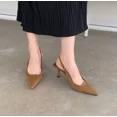 thumbnail image 3 of Spring New Style Pointed Toe Thin Heel Middle Heel Single Shoe Back Open Mesh Sandals High Green Women‘s Shoes, 3 of 6